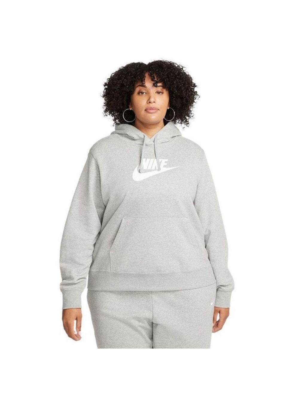 Nike Plus-Size Light Gray Hoodie with White Swoosh Size 1X NWT